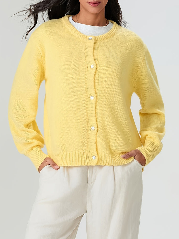Eva | Womens Cozy Warm Soft Fluffy Cropped Button Front Knit Cardigan